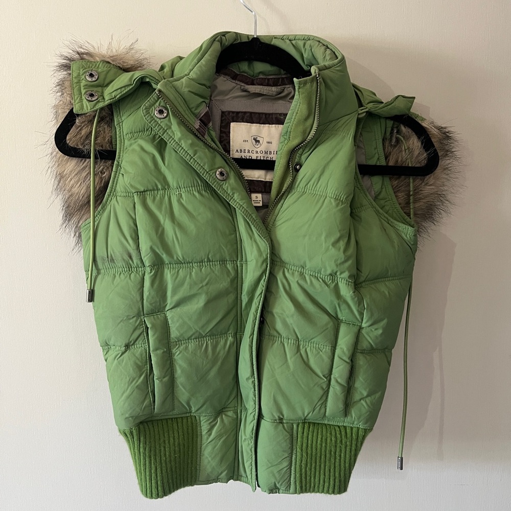 Abercrombie & Fitch Light Green Puffer Jacket
